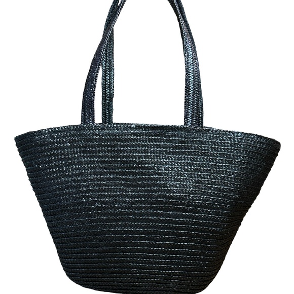 *Vintage* 1980s Black Ysatis de Givenchy Black Raffia Tote Bag - Picture 2 of 4